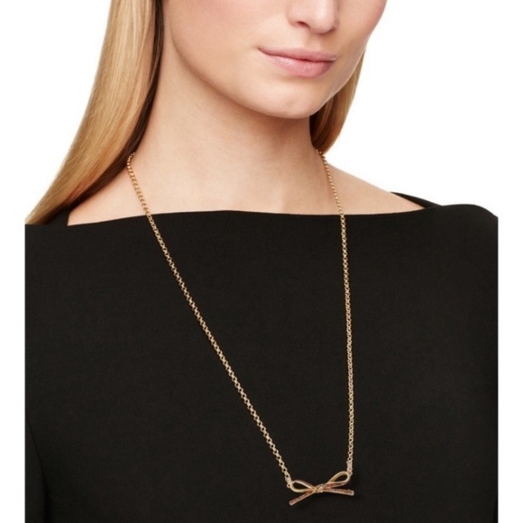 KATE SPADE • Gold Mini Skinny Glitter Bow Necklace - Picture 2 of 4